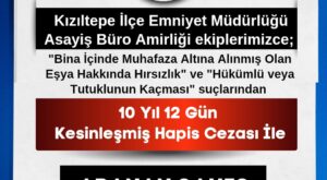 Kızıltepe’de Hakkında 10 Yıl Hapis Cezası Bulunan Hükümlü Yakalandı